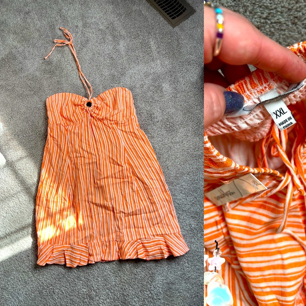 Speechless Orange Striped Mini Dress